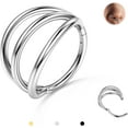 thumbnail image 1 of Triple/Double Hoop Nose Ring - 316L Stainless Steel Septum Clicker 16G/18G/20G CZ Conch Piercing Jewelry Septum Clicker Rings Cartilage Earring Helix Rook Tragus Gold/Black/Silver/Rose Gold, 1 of 9