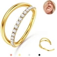 thumbnail image 1 of Triple/Double Hoop Nose Ring - 316L Stainless Steel Septum Clicker 16G/18G/20G CZ Conch Piercing Jewelry Septum Clicker Rings Cartilage Earring Helix Rook Tragus Gold/Black/Silver/Rose Gold, 1 of 12