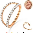 thumbnail image 1 of Triple/Double Hoop Nose Ring - 316L Stainless Steel Septum Clicker 16G/18G/20G CZ Conch Piercing Jewelry Septum Clicker Rings Cartilage Earring Helix Rook Tragus Gold/Black/Silver/Rose Gold, 1 of 12