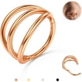 thumbnail image 1 of Triple/Double Hoop Nose Ring - 316L Stainless Steel Septum Clicker 16G/18G/20G CZ Conch Piercing Jewelry Septum Clicker Rings Cartilage Earring Helix Rook Tragus Gold/Black/Silver/Rose Gold, 1 of 12