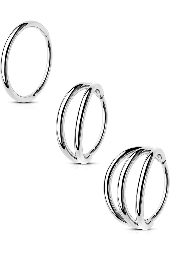 Triple/Double Hoop Nose Ring - 3Pcs Septum Rings Clicker 316L Stainless Steel Conch Piercing Jewelry Cartilage Earring Helix Rook Tragus
