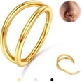 thumbnail image 1 of Triple/Double Hoop Nose Ring - G23 Titanium Septum Rings 16G/18G/20G CZ Nose Piercings Jewelry Conch Helix Daith Rook Tragus Cartilage Earring Hinged Nostril Piercing Gold/Black/Silver, 1 of 11