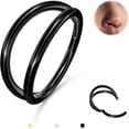 thumbnail image 1 of Triple/Double Hoop Nose Ring - G23 Titanium Septum Rings 16G/18G/20G CZ Nose Piercings Jewelry Conch Helix Daith Rook Tragus Cartilage Earring Hinged Nostril Piercing Gold/Black/Silver, 1 of 11