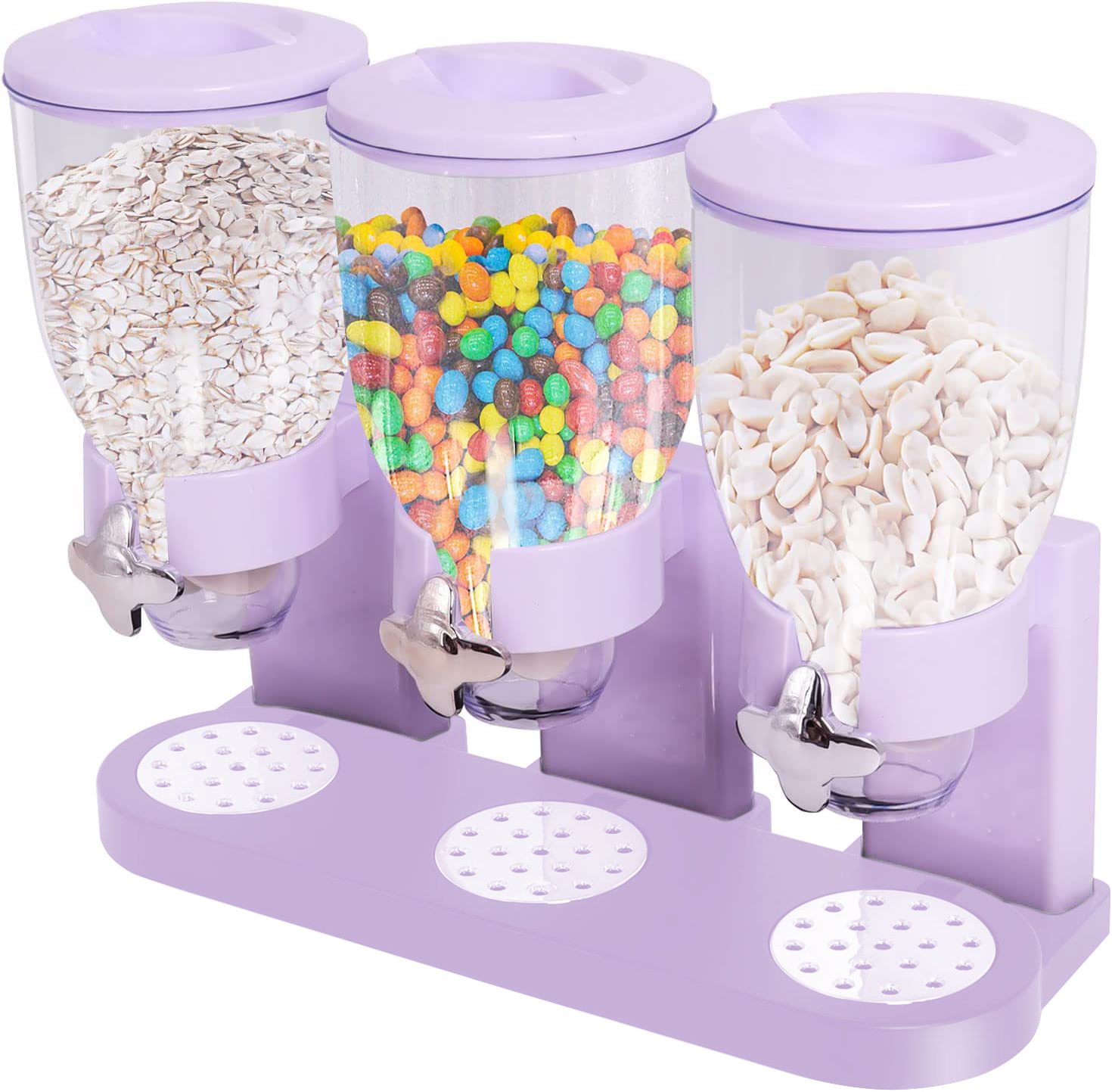 Triple Dry Food Cereal Dispenser, Triple Canister Cereal Dispenser