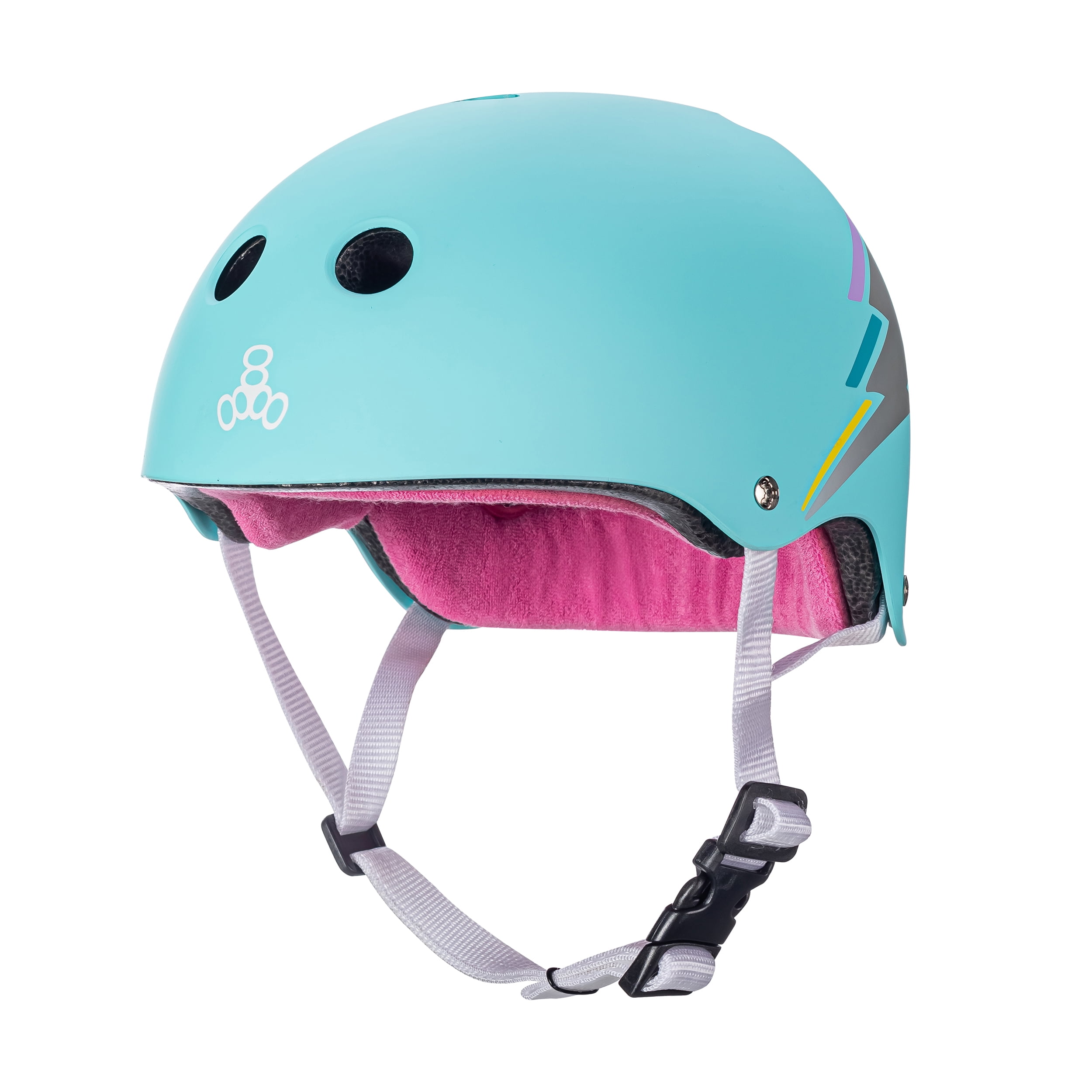 Triple Eight THE Certified Sweatsaver Helmet for Skateboarding, BMX, and Roller Skating, Teal Hologram, Small / Medium