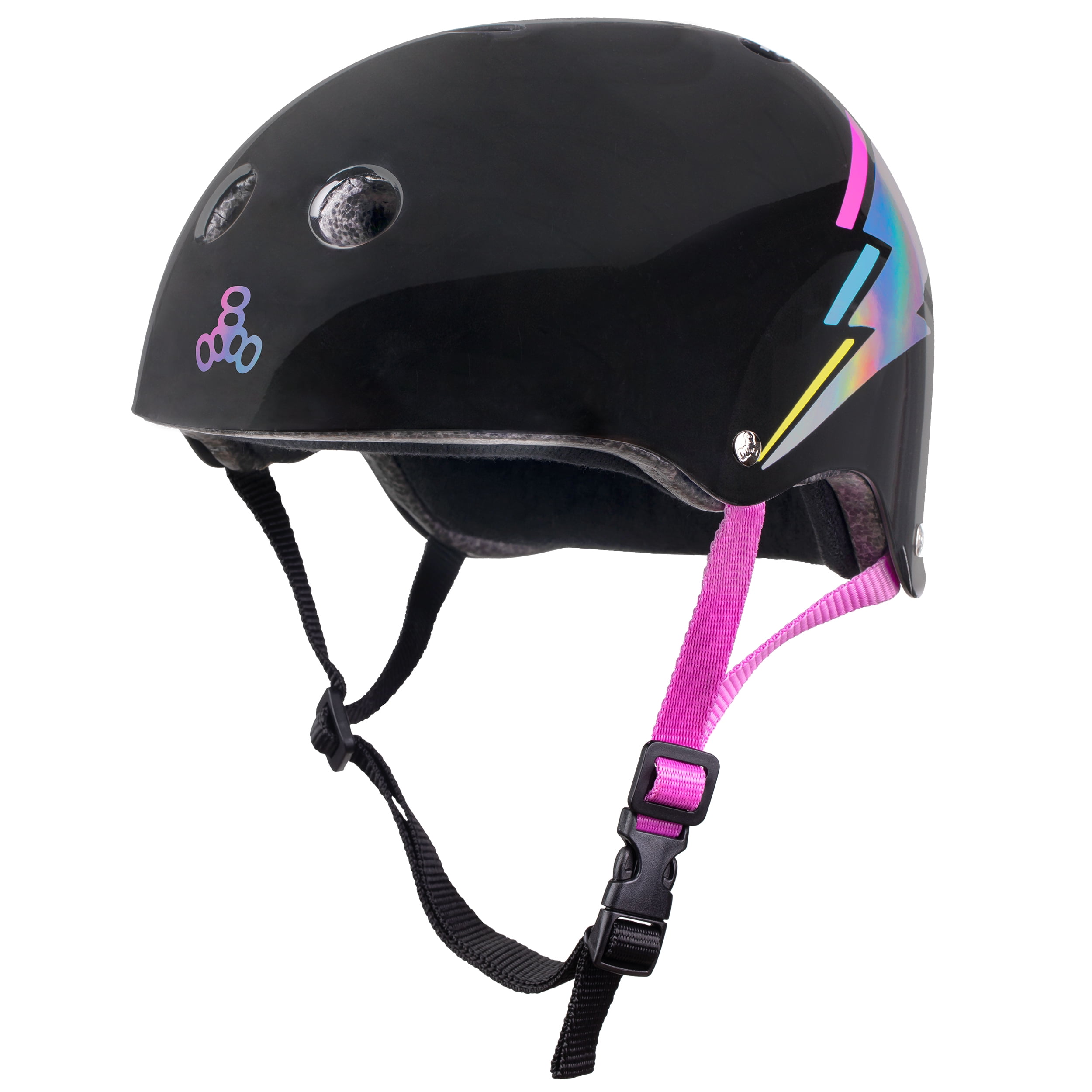 Triple Eight Certified Sweat Saver Skateboarding and Bike Helmet Black Lightning Hologram Walmart
