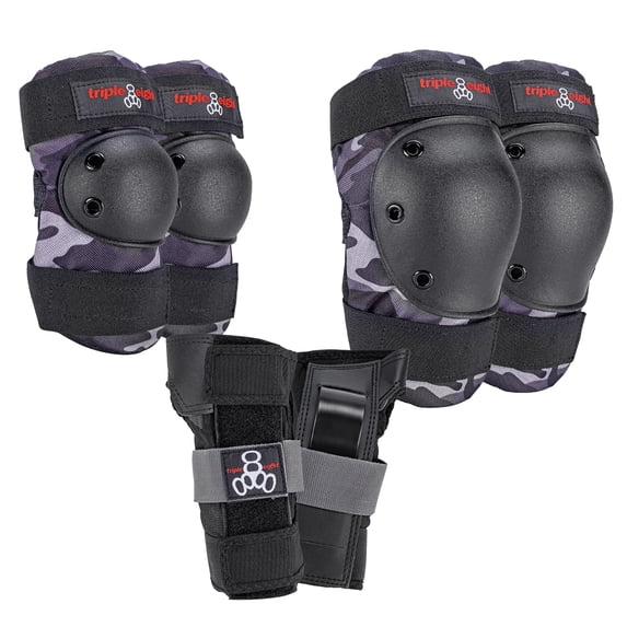 Triple Eight Saver Series Pad Set with Kneesavers, Elbowsavers and Wristsavers, Large, Charcoal Camo