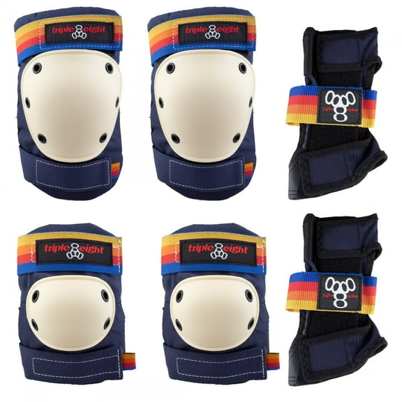 Triple Eight Pacific Beach Blue Saver Series Elbow, Knee and Wrist Pads Size Small 3-Pack 61123