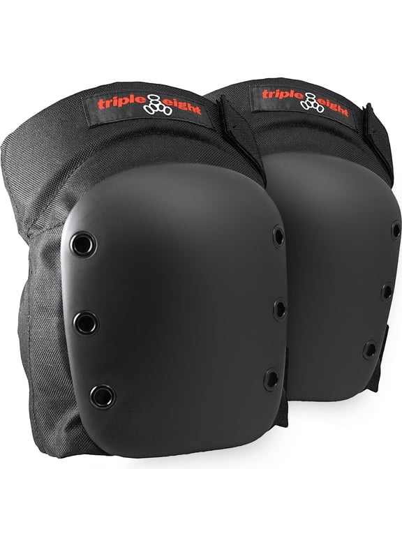 Street Knee Pads for Skateboarding and Roller Derby with Adjustable Straps (1 Pair), Black, Medium