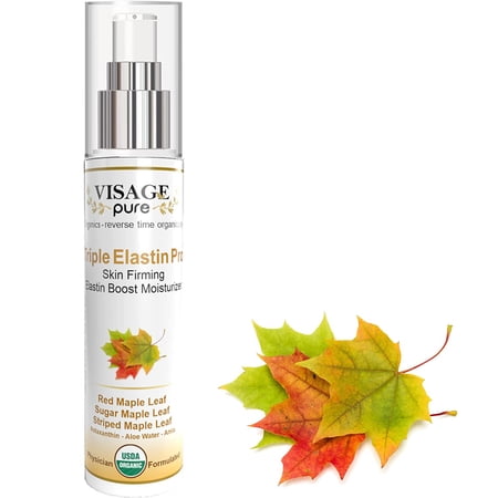 Triple Elastin Pro - Botox Alternative Skin Firming Moisturizer - by Visage Pure - USDA Organic - Physician Formulated - Research Supported - Contains"GCGs" That Increase the Skin's Ela
