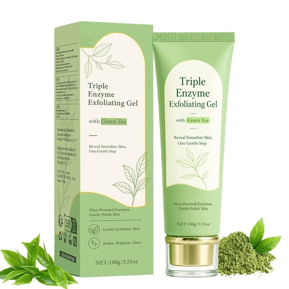 Triple Enzyme Exfoliating Gel with Green Tea, Peeling Gel for Face, 3.53 Oz, Face & Neck, Gentle Dead Skin Removal, Smoother-Looking Skin