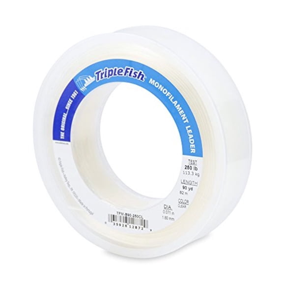 triple fish 250 lb test mono leader fishing line, clear, 1.80 mm/90 yd