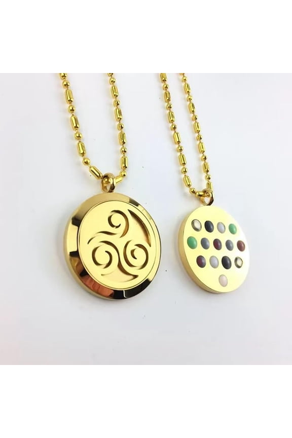 Triple Flame Shield Necklace,Keep Vibration Amulet Necklace