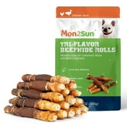 MON2SUN Dog Treats, Triple Flavor 5 inch Chicken Liver Duck and Chicken Wrapped Rawhide Snacks for Small and Medium Dogs, 10.58 oz