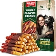thumbnail image 1 of Dog Treats Rawhide Sticks Wrapped with Chicken 10.6 oz Pet Natural Chew Treats - Grain Free Meat & Human Grade Dried Snacks - Best for Small & Large Dogs (10.6 Ounce (Pack of 1), Triple Sticks), 1 of 10