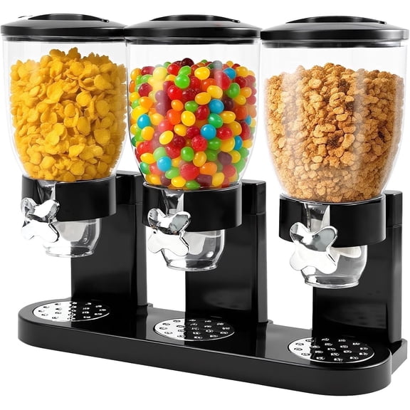 Cereal Dispenser Countertop, 3 Pack 2L Airtight Cereal Storage Container, Rotating Food Dispenser for Candy, Oatmeal, Snack, Nuts