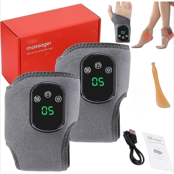 Triple Foot Massagers, Adjustable 3-Level Heat & Massage Feature, Compact & Portable, Smart Timer, Touch Screen for All Ages