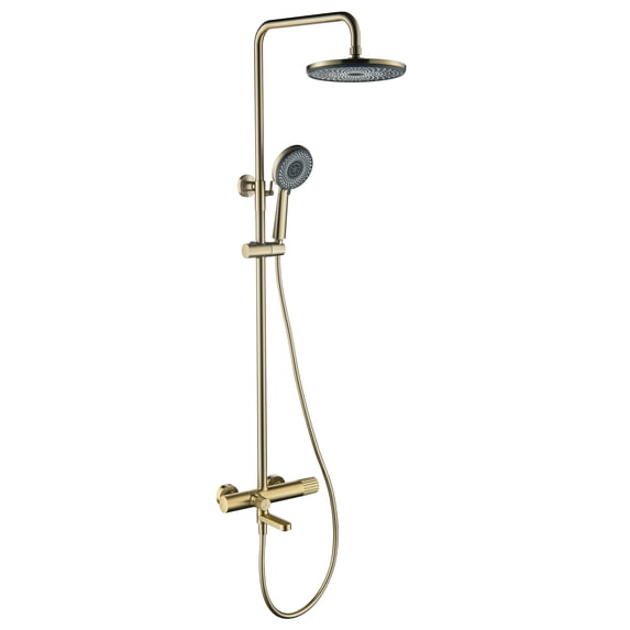 Triple Function Complete Shower System with Brass Rough-in Valve, ABS Rainfall Shower Head with Hand Held Shower and Tub Filler