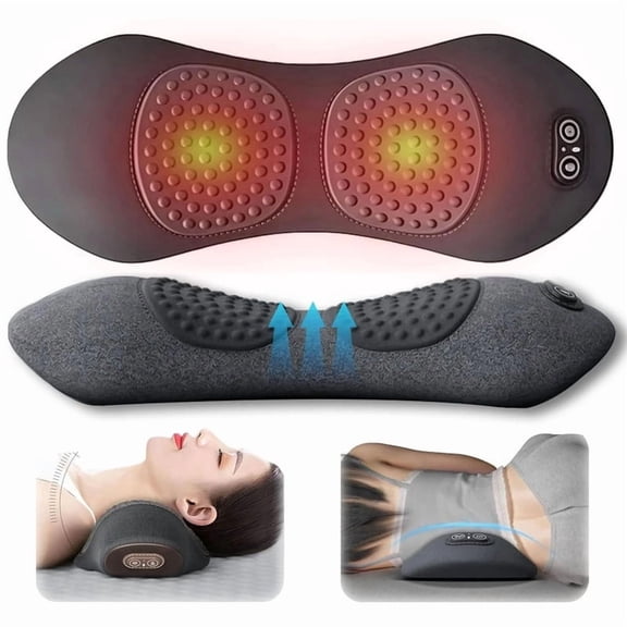 Triple Fusion Back Massager, 2026 New Triple Fusion Massager for Sciatica, with Electric Traction Lifting & Heat Compress, All-Round Support, Relieve Neck/Shoulder Discomfort, Black