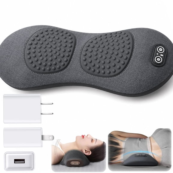 Triple Fusion Back Massager, 3-In-1 Electric Traction with Heat & Vibration, Ergonomic Pain Relief for Neck Back Sciatica