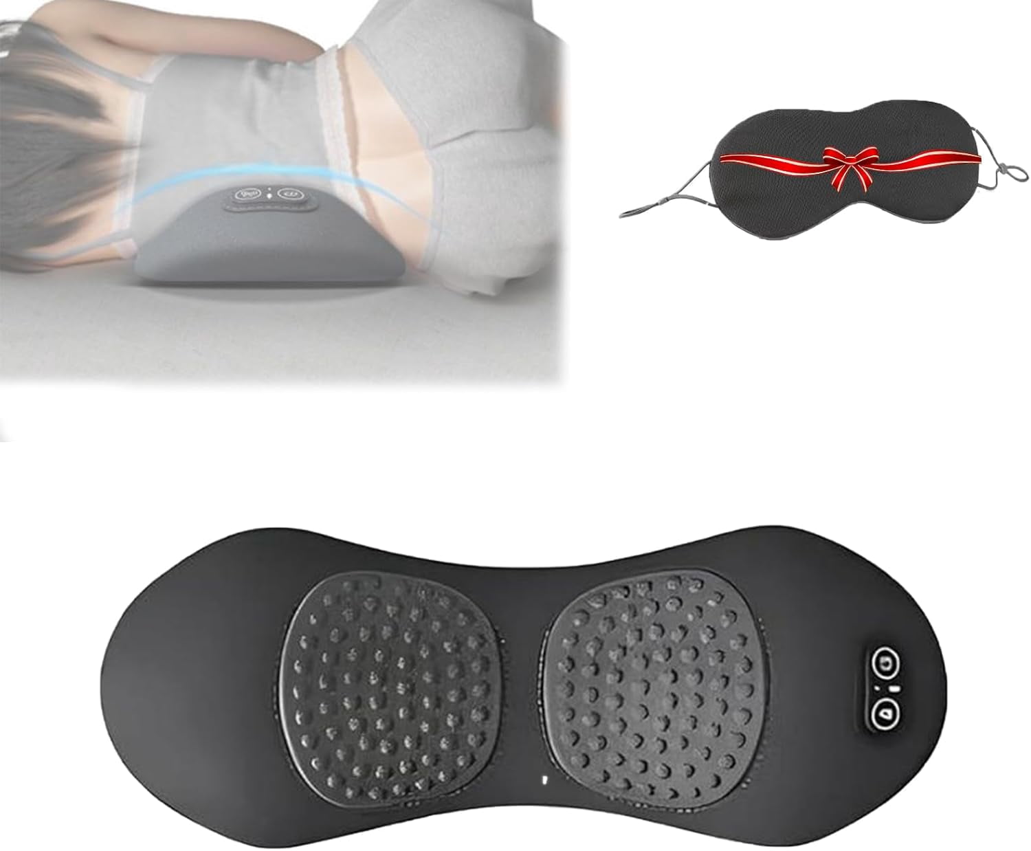 Triple Fusion Back Massager,3-in-1 Back Massager Triple Fusion Back Massager, 2025 New 3 in 1 Neck Shoulder Backs Massagers with Traction, Vibration & Heat (Black)