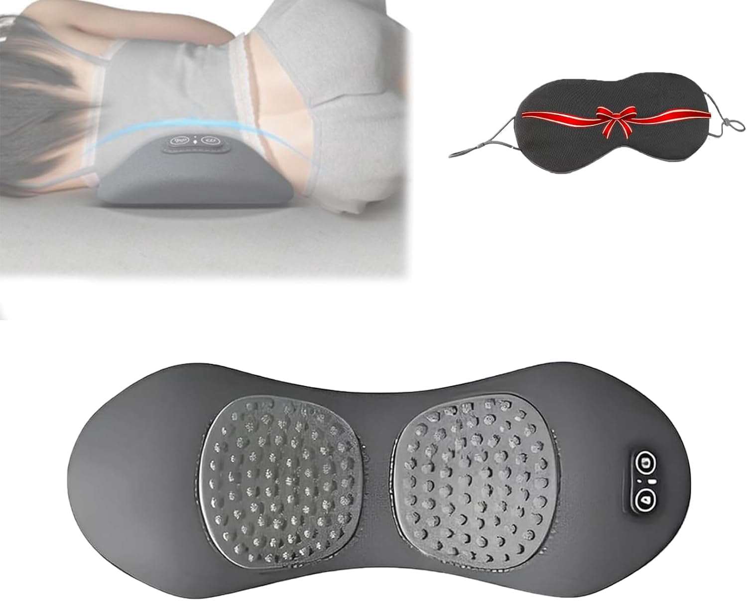 Triple Fusion Back Massager,3-in-1 Back Massager Triple Fusion Back Massager, 2025 New 3 in 1 Neck Shoulder Backs Massagers with Traction, Vibration & Heat (Gray)