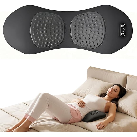 Triple Fusion Back Massager, 3-in-1 Electric Lumbar Traction & Vibration Support Pillow, Back Massager for Pain Relief at Home, Office, or Car (Black)