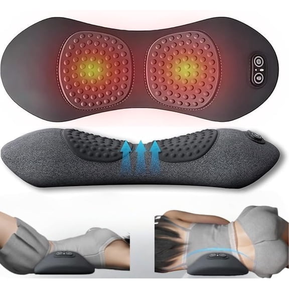 Triple Fusion Back Massager, 3-in-1 with Electric Traction, Heat & Vibration for Neck, Shoulder & Lower Back Pain Relief, Ergonomic Spine Support