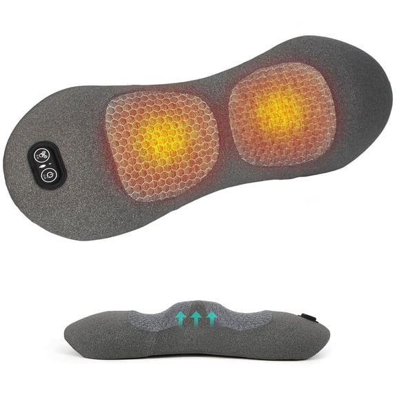 Triple Fusion Back Massager, Rechargeable Lumbar Support Pillow, Waist Decompression Massager with Heat Vibration