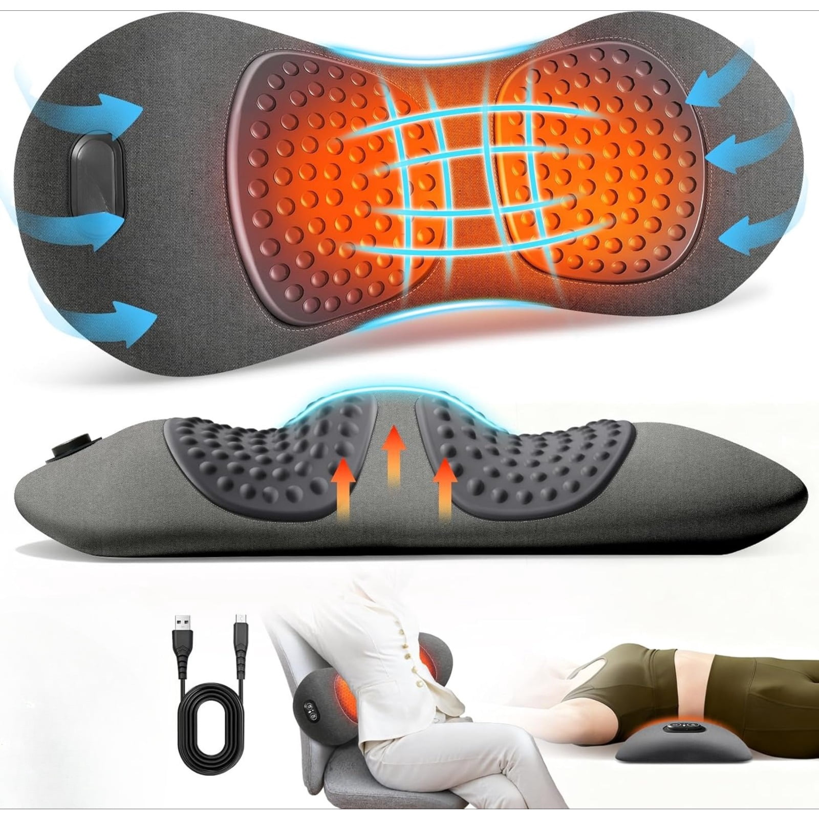 Triple Fusion Back Massager – Spine Massager with Heating, Vibration ...