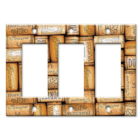 Triple Gang Rocker OVERSIZE Wall Plate - Corks