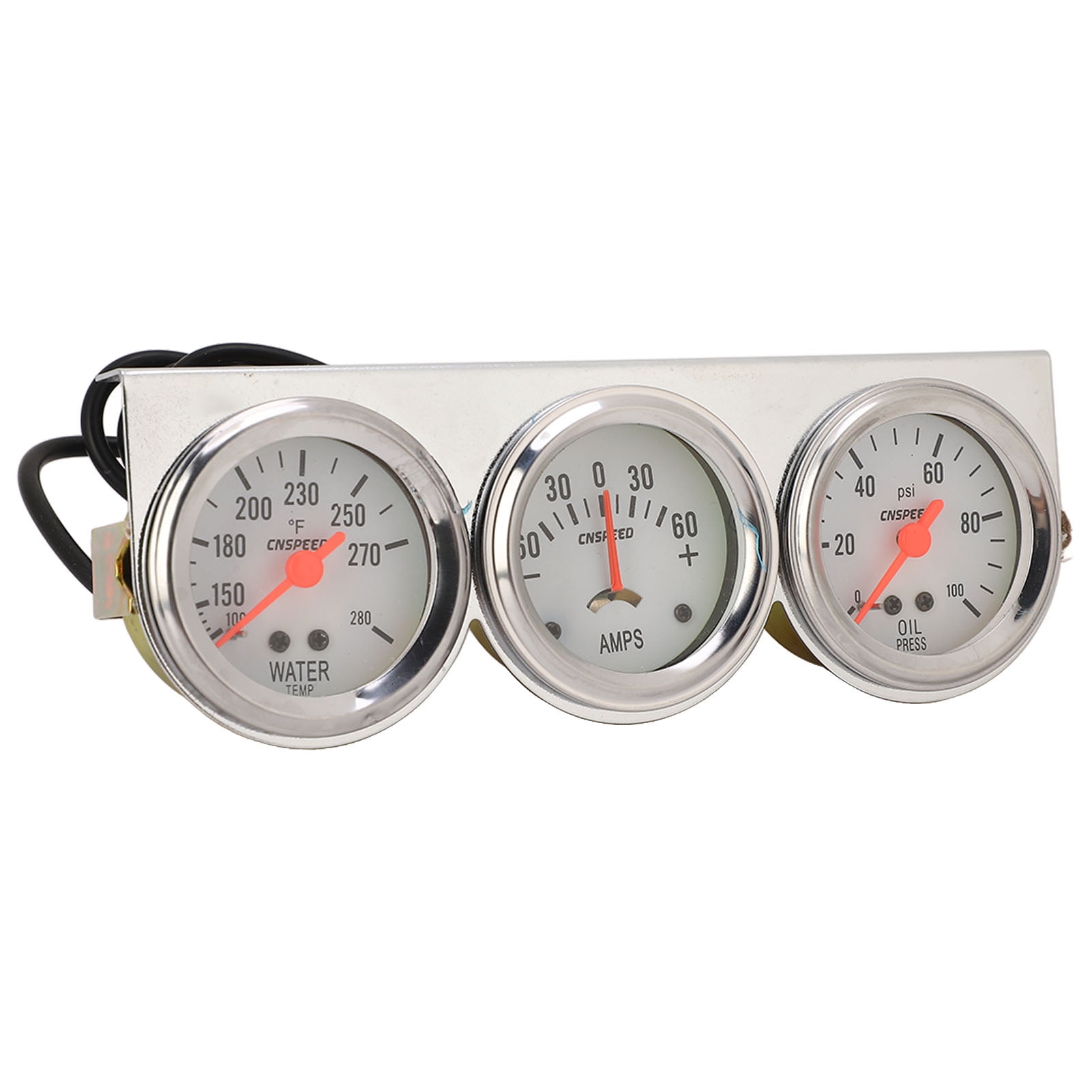 Triple Gauge Kit, Simple Installation 52mm AMP Oil Pressure Water Temp Meter White Dial For Most