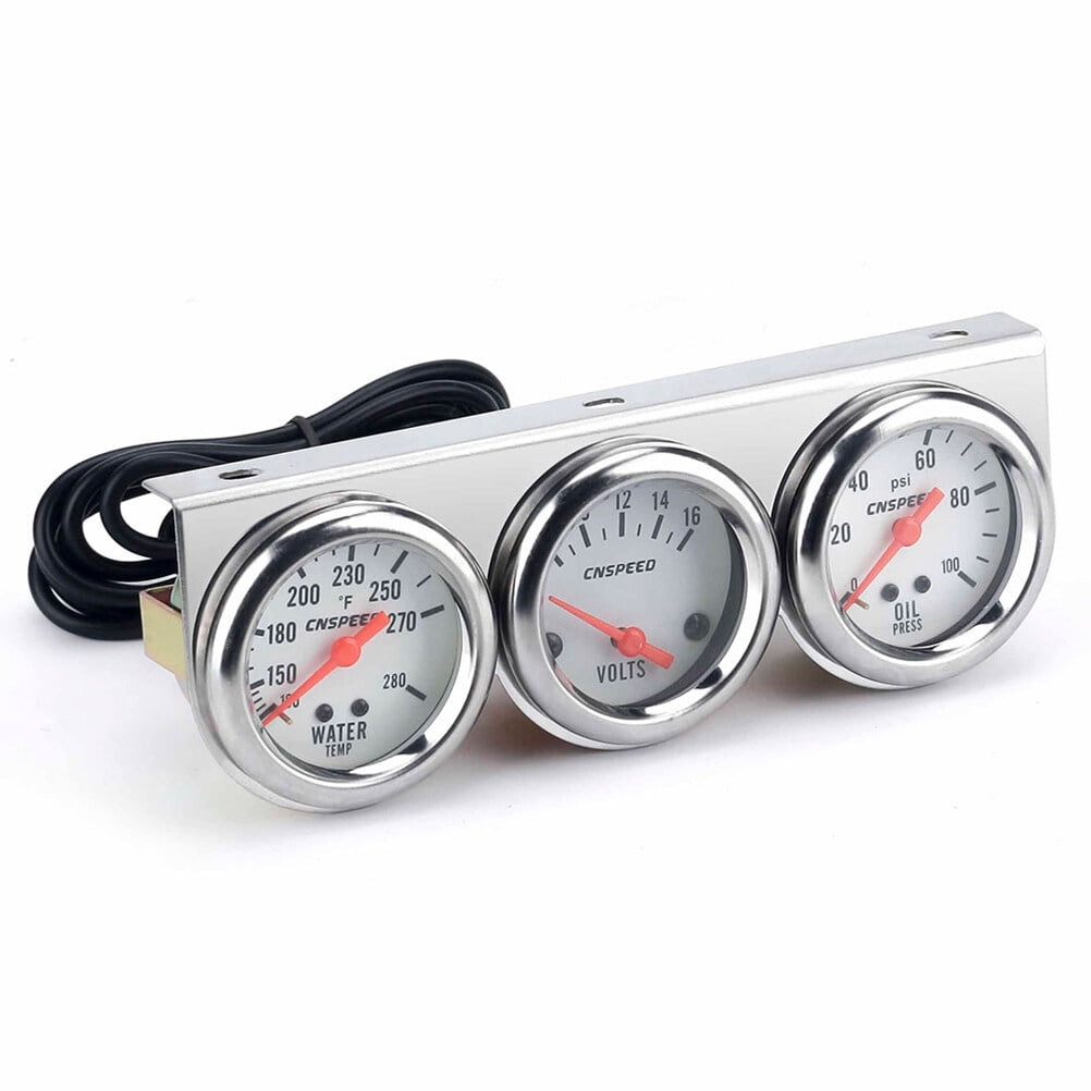 Triple Gauge Set (8-16V Volt Meter +100-280℉ Water Temperature Gauge+ 0 ...