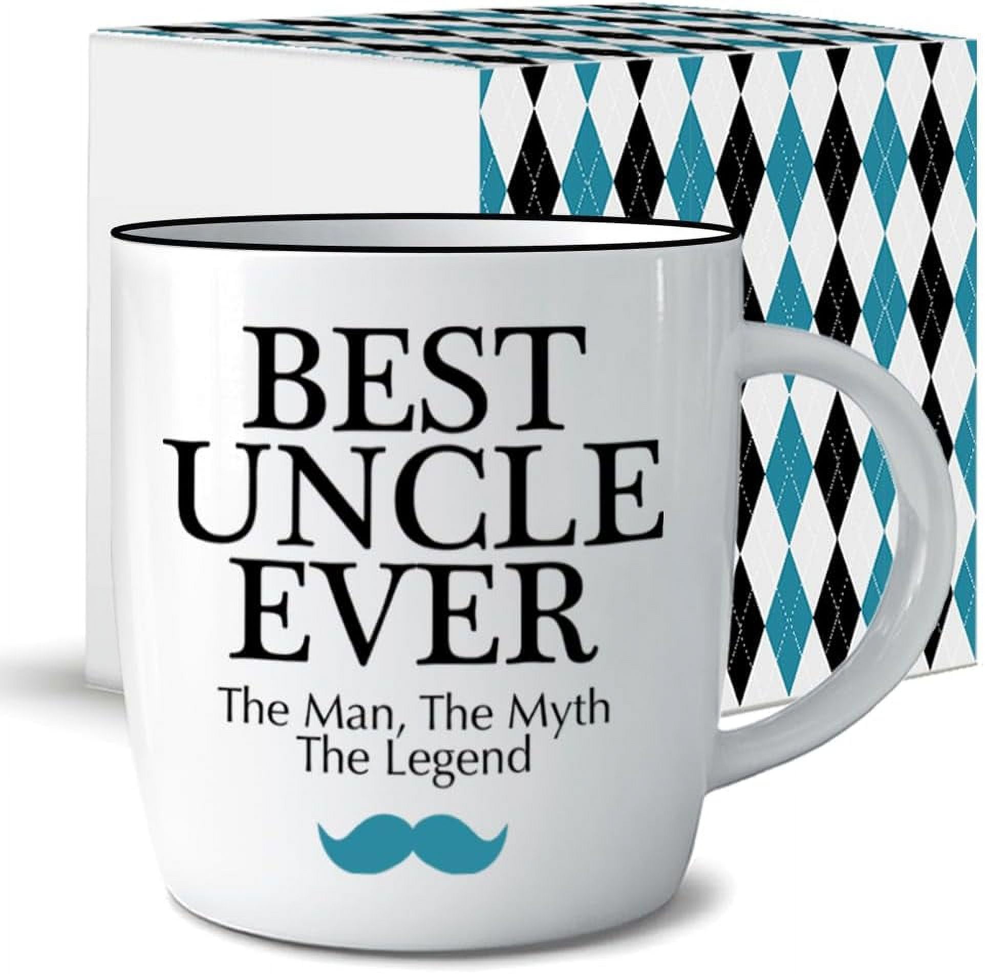 Triple Gifffted Best Uncle Ever Coffee Mug Gifts Ideas for Christmas, Fathers Day, Valentines, Birthday, Funny Present From Niece or Nephew, Ceramic Cup 380ml