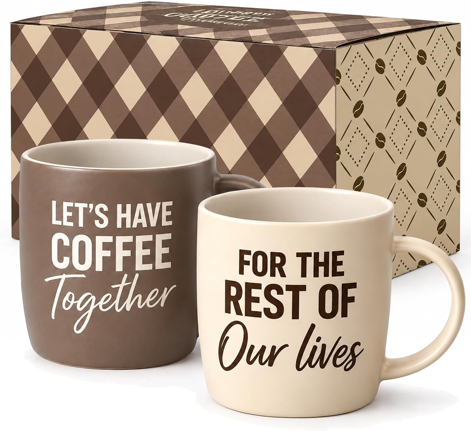 Triple Gifffted Let's Have Coffee Together Coffee Mug Set, Engagement Wedding Gifts for Couple, Bride and Groom Newlywed Bridal Shower, His and Hers, Mr and Mrs