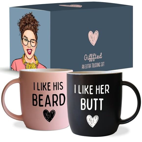 Triple Gifffted Funny Couples Gifts For Christmas, Wedding Anniversary, Engagement, Valentines Day Girlfriend Boyfriend Couple Gift, His & Hers, Bride & Groom, Him & Her, Ceramic, 380ML