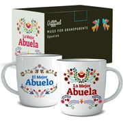 Triple Gifffted Grandparents Gifts, La Mejor Abuela and Abuelo Coffee Mugs in Spanish, Latino Best Grandma and Grandpa, Regalo Dia Birthday and Christmas, Taza Abuelos, Ceramic Cup 13 Oz