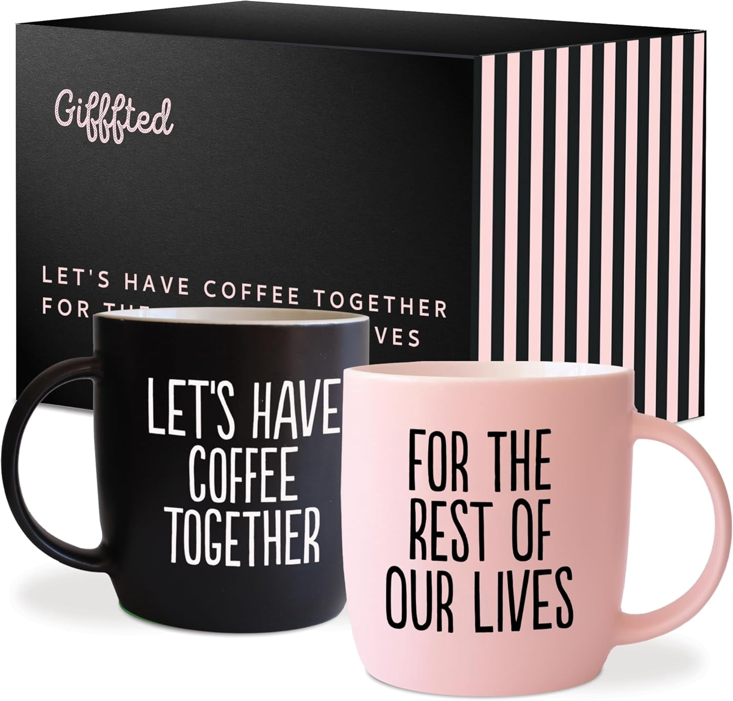 Triple Gifffted Lets Have Coffee Together Coffee Mug Set - Engagement Mr and Mrs Wedding Gift for Couple - Engaged Bride and Groom Newlywed Gifts, Bridal Shower, Couples Mugs, Ceramic, 380ML - Walmart.com