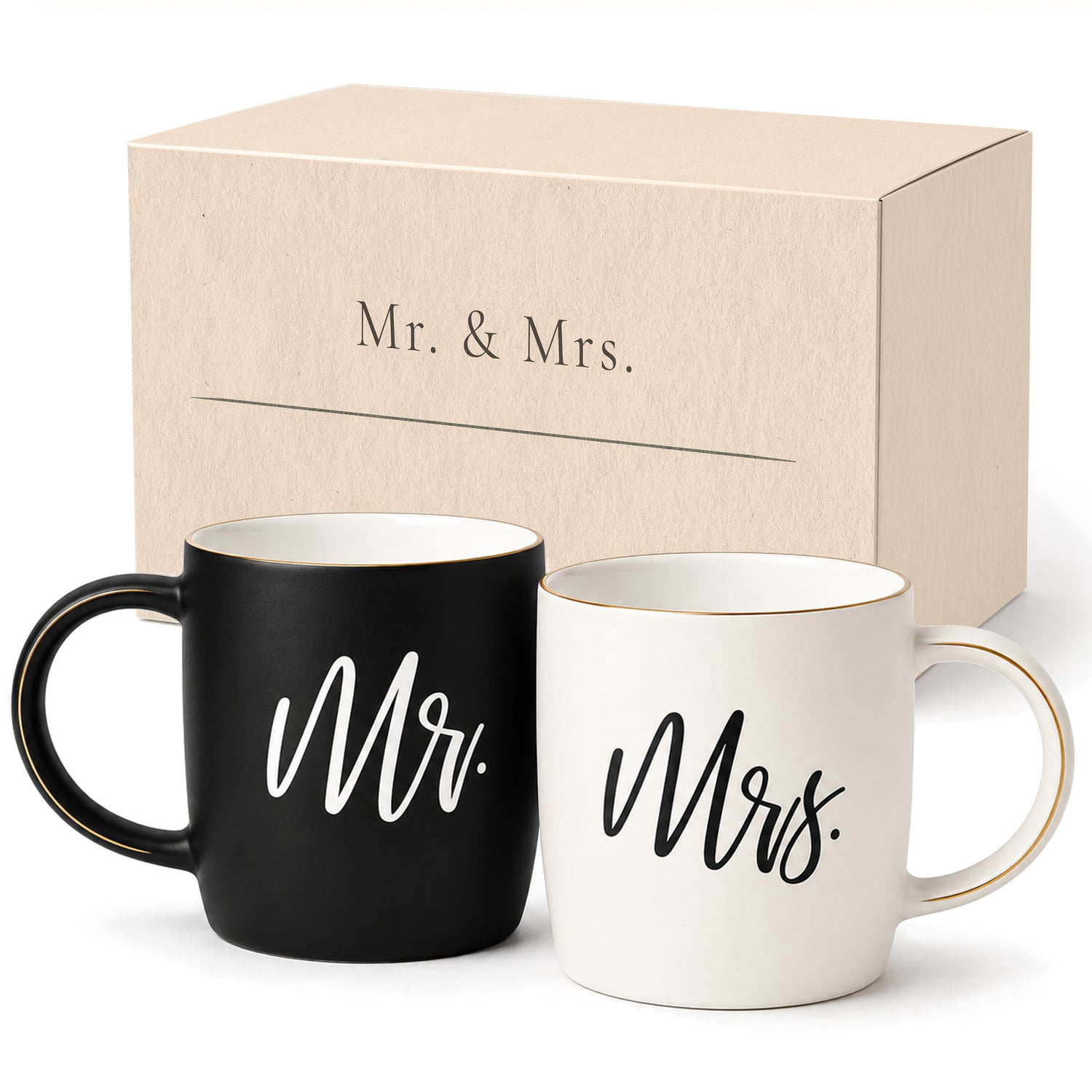 Triple Gifffted Mr and Mrs Coffee Mugs Couples Gifts Ideas for Christmas Wedding Anniversary Engagement Valentines,his Hers Present Husband Wife Him Her Men Wom