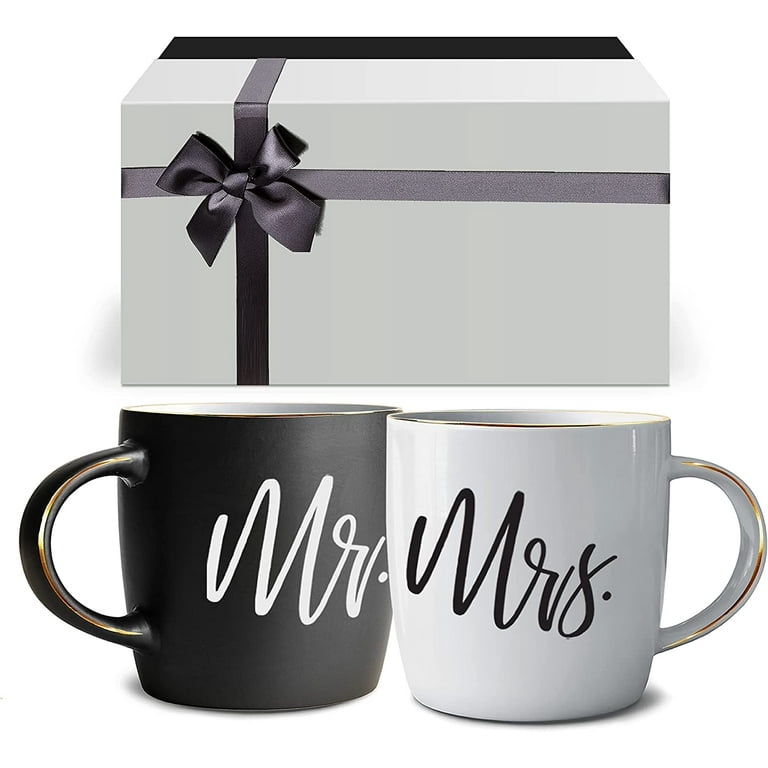 Set of 2 Mr and Mrs Mugs, Wedding Mug Set, His and Hers Mugs