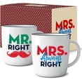 thumbnail image 1 of Triple Gifffted Mr Right Mrs Always Right Coffee Mugs Gifts Ideas for Couples, Wedding Anniversary, Engagement, Christmas, His & Hers, Bride and Groom, Parents, Newlyweds Bridal Shower, Ceramic 380ml, 1 of 4