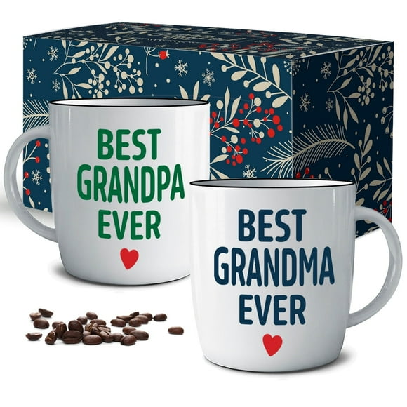Triple Gifffted Worlds Best Grandparents Coffee Mugs for Grandma and Grandpa, Gifts Ideas From Grandkids, Grandchildren, New First Time Grandparent Christmas Valentines Day, Ceramic 380ml