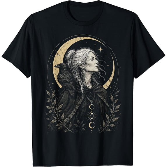 Raven Application Triple Goddess Crone Raven Energy Graphic Tee - Empowering Design ...