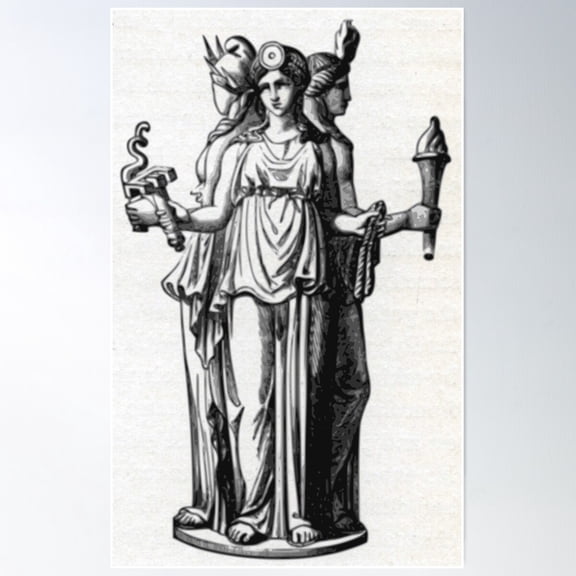 Triple Goddess Hekate Poster Wall Art, Modern Wall Decor For Living Room Bedroom, 8x12 UNFRAMED