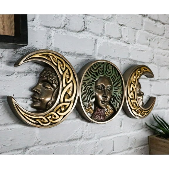 Triple Goddess Moon Mother Maiden Crone Celtic Knotwork Wall Decor Plaque
