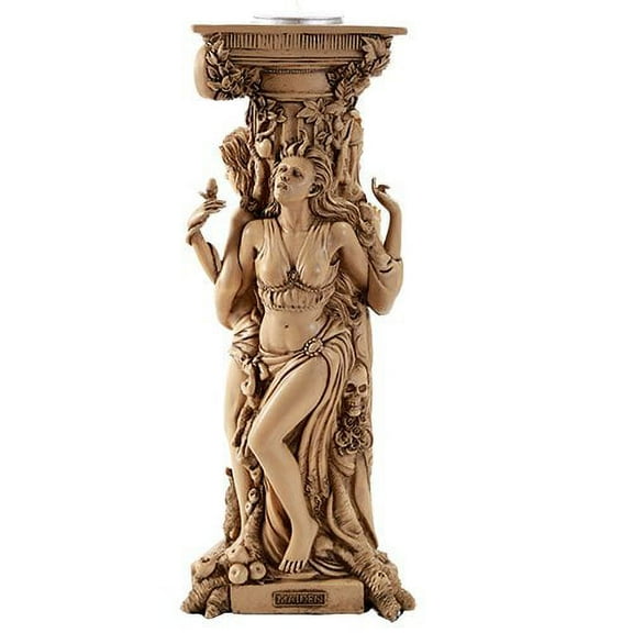 Triple Goddess Mother Maiden Crone Tea Light Candle Holder Stand 10 Inch (Antique Ivory)