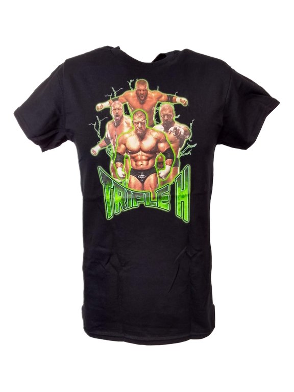 Triple H Green with Power Mens Black T-shirt