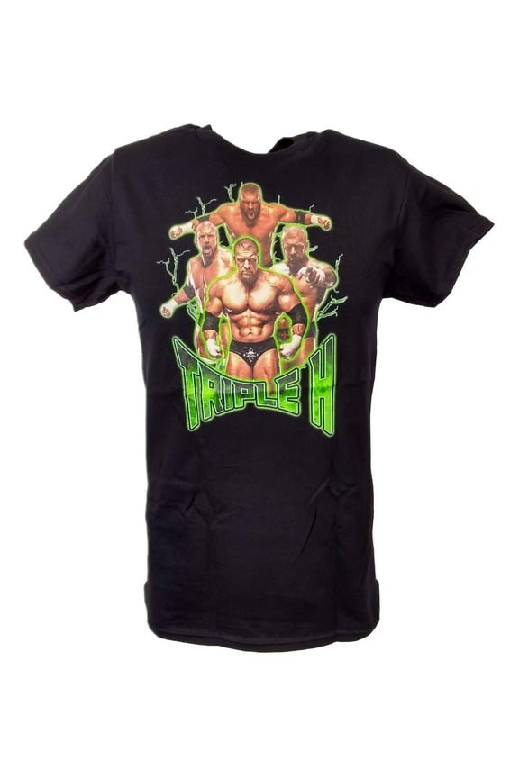 Triple H Green with Power Mens Black T-shirt