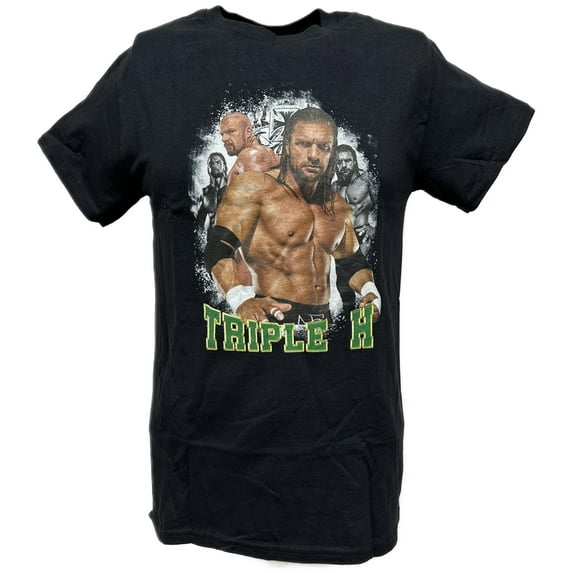 Triple H Pro Wrestling Four Poses Mens Black WWE T-shirt