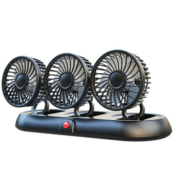 Triple Head Car Fan, 360° Rotatable Adjustable Dashboard Cooling Fan with 3 Speeds for Vehicles, Quiet Operation, Portable Design, Easy Installation, Strong Airflow for SUV, Truck, Van, RV, Black
